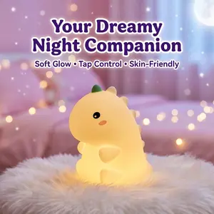 Cute Dinosaur-Shaped Silicone Touch Night Light—Bedside lamp, children's lamp, gift for kids, and room decor. Night light, soft light, bedroom lamp, mood light. Sloth Nursery Night Light—Night light, table lamp, baby lamp, cartoon, anime, for boys