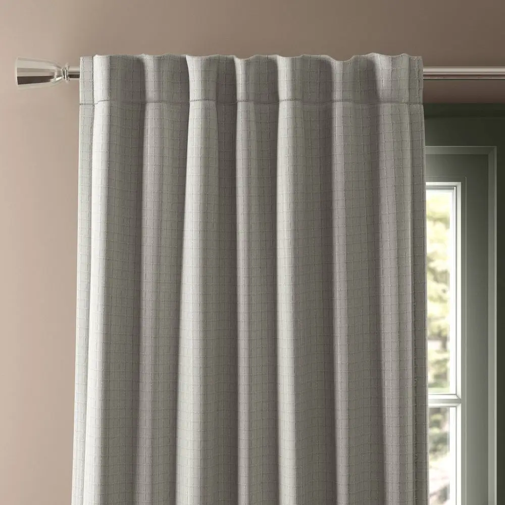 Blackout Textured Plaid Curtain Panel - Threshold: Room Darkening Indoor Use