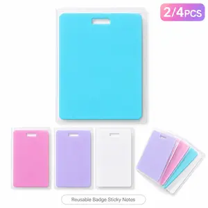 Reusable Erasable Badge Sticky Notes for Nurses, Silicone ID Badge Buddy Notepad, Write & Wipe Memo Card for Doctors and Hospital Staff 2/4PCS