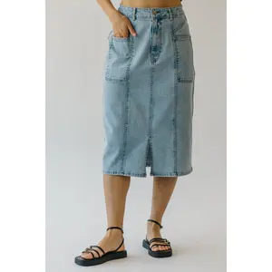 The Romford Denim Pencil Skirt in Light Blue