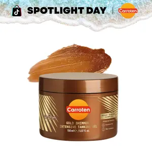 Carroten Gold Shimmer Tanning Gel | Browning Tan Accelerator | Non-Greasy, Water-Resistant with Carrot & Coconut Oil | Vitamin A & E For Moisture & Hydration | 5 Fl Oz