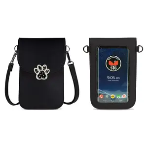 Save The Girls Dog Paw Black Pouch with Front Paw Print and Zipper Closure, Ideal for Everyday Use