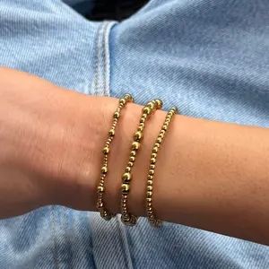 EVRY JEWELS Gold or Silver Plated Women's Always On Beaded 3-Piece Bracelet Set