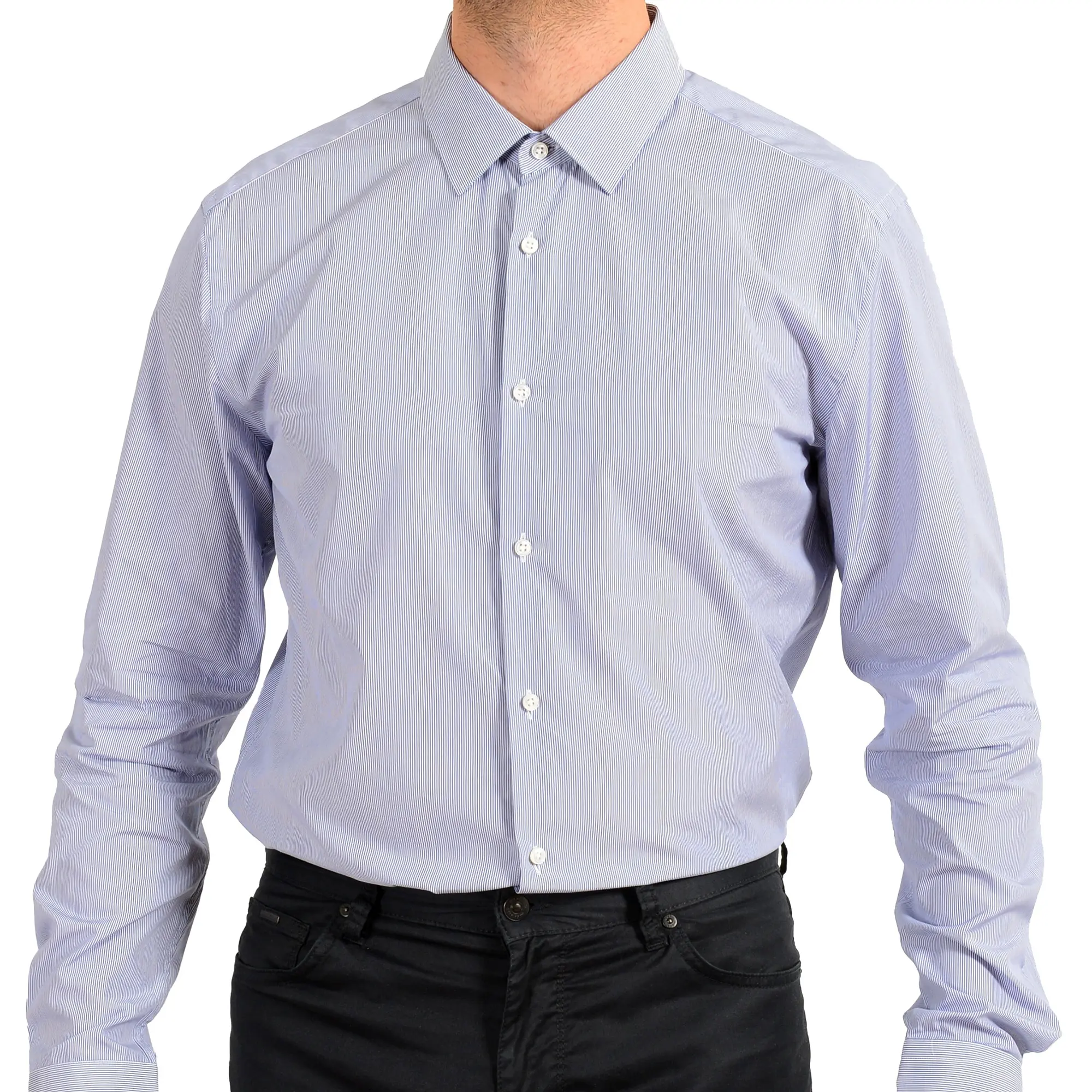 Hugo Boss Men's Slim Fit Striped Long Sleeve Dress Shirt US 17.5 IT 44