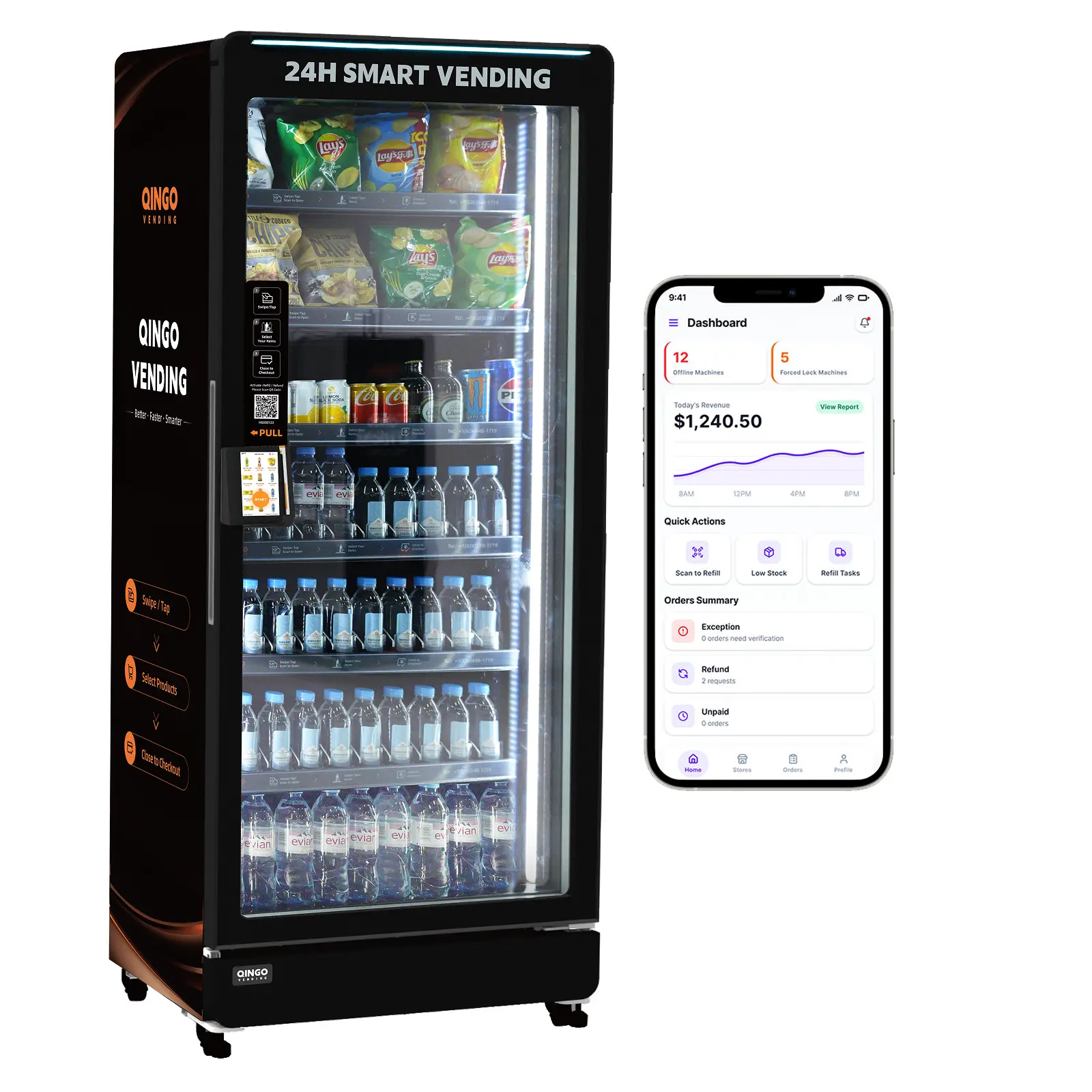Smart Vending Machine, 20.5 Cu.Ft Snack & Drink Combo with Touchscreen, Card Payment & Remote Management for Office, Hotel, Gym & Apartment