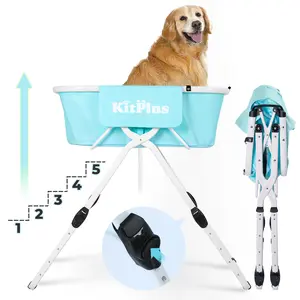 KitPlus Elevated 2 in 1 Dog Bath Tub - Portable PVC Shower Bathtub for Dogs & Cats, 67cm x 18cm x 52cm, Collapsible Design for Indoor & Outdoor Use