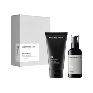 HOMMEFACE Easy Skincare Duo Set for Men, 2-Step Daily Routine Kit with Facial Cleanser and 2-in-1 Face Toner & Moisturizer Hyaluronic Hyaluronic Acid