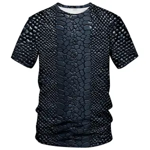 3D Reptile Skin Print Unisex T-Shirt, Realistic Crocodile Scale Pattern Casual Tee for Daily Wear, Outdoor Adventures, Halloween, Street Style for Men & Women