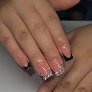 Fashion Short Square Fake Nail, 24pcs Decor Press on Nails with Nail File & Jelly Glue, Removable Nail Art Artificial Full Cover, Nails Press ons