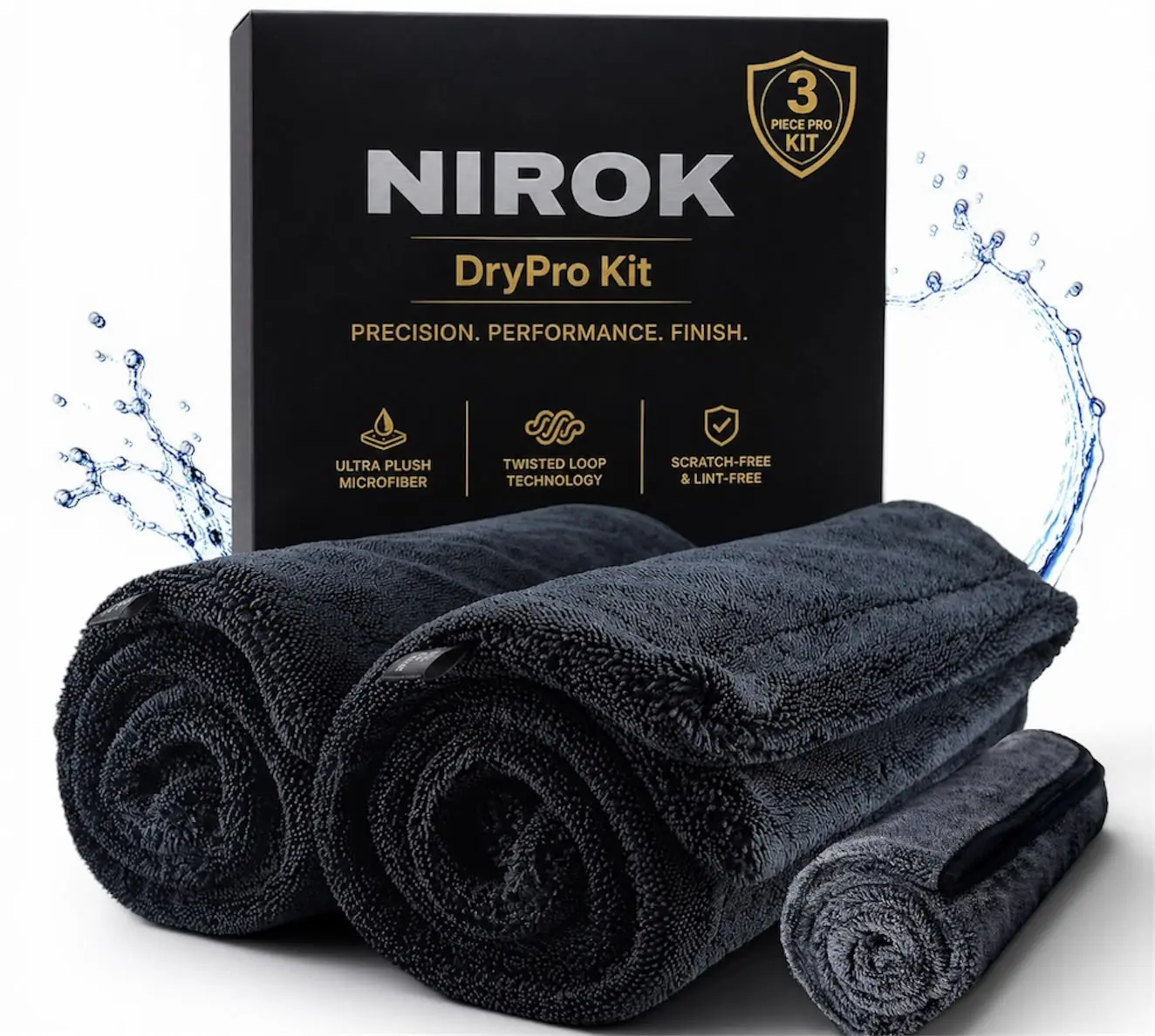 NIROK 1400 GSM Microfiber Car Drying Towels, 3 Pack, Twisted Loop, Ultra Absorbent Car Wash Drying Towels, Streak-Free, Scratch-Free, Lint-Free, Quick Dry, Auto Detailing Towels for Cars, Trucks & SUVs