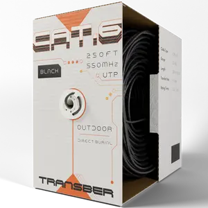 Transber CAT6 Outdoor Direct Burial Ethernet Cable 1000/500/250ft 10Gbps 550MHz Black UTP Network Wire