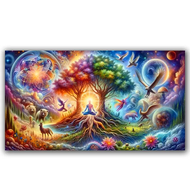 Tree of Life Angels 5D Landscape Diamond Art Kit, Large Size Full Round Drill DIY Rhinestone Embroidery Set, Home Wall Decor Craft