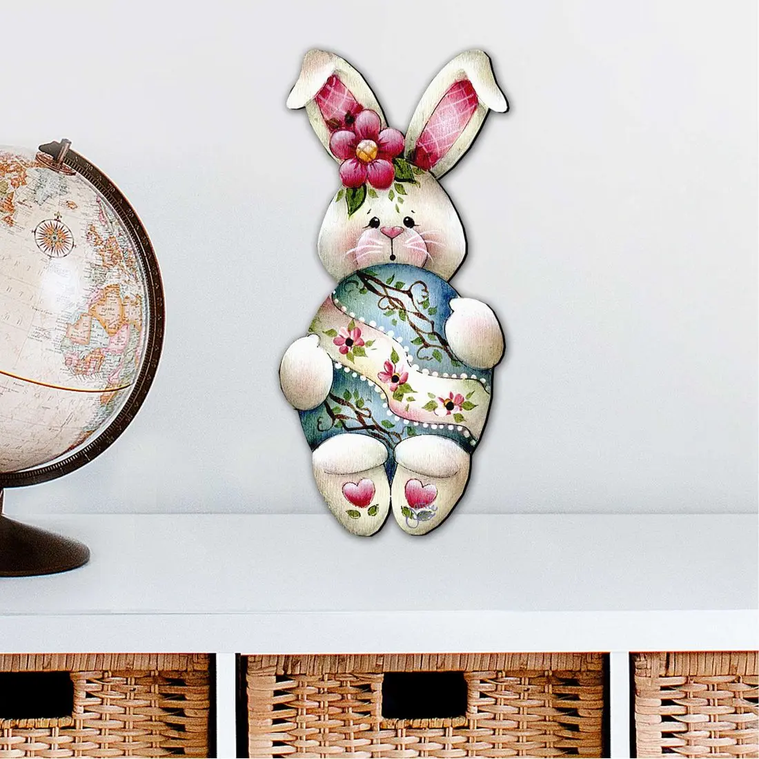 Designocracy 8457602M 12 x 9 in. Bunny Hugs Easter Outdoor Decor Large Ornaments