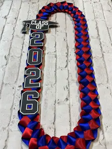 Handmade Graduation Lei | Closed lei with varsity font | Class of cap | 2026 big letters | Hand braided satin ribbon