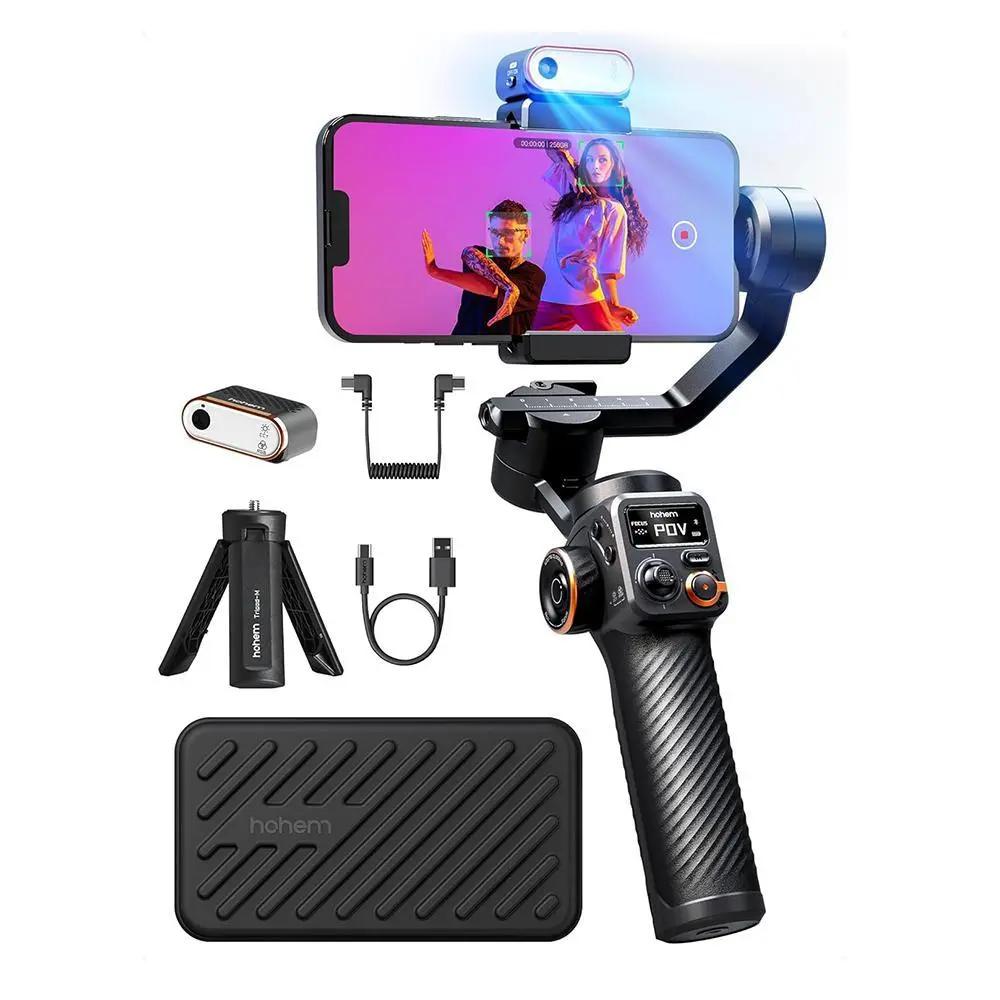 hohem iSteady M6 KIT 3-Axis Camera Stabilizer for Smartphone, AI Tracker w/CCT/RGB Fill Light, Tripod Selfie Cam Accessory, Smartphone Camera Accessories for iPhone 17 Series & Android Vlogging, Cellphone