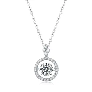 Floating Halo Moissanite Pendant Necklace
