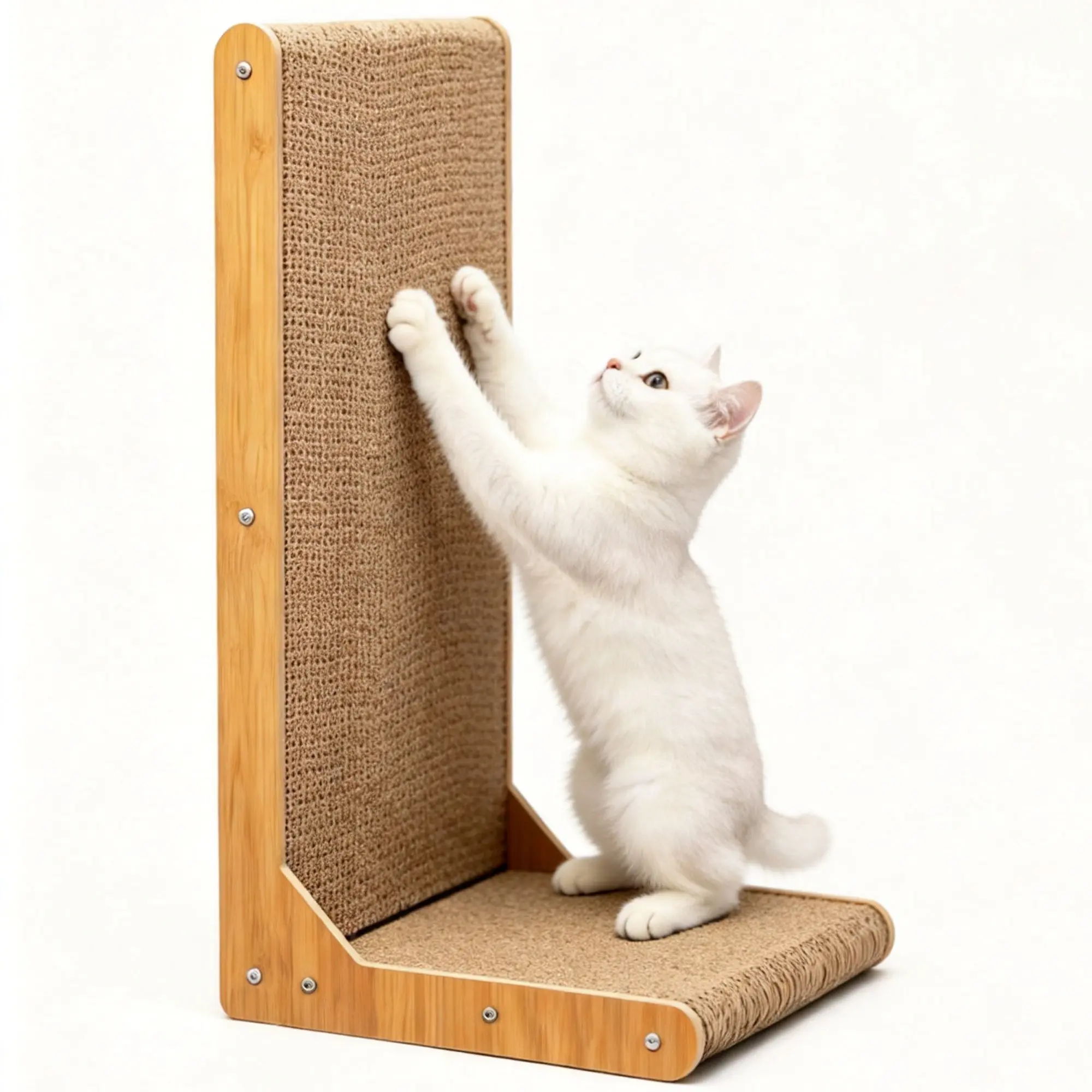 L-Shaped Vertical Corrugated Cardboard Cat Scratching Pad - Wall Corner Installation, Keeps Furniture Safe, Protects Walls and Furniture for Indoor Cats