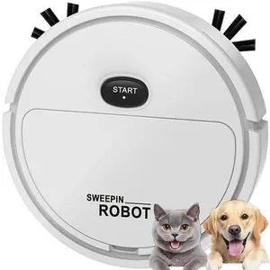 Vacuum Suction UltraStrong Suction, OneTouch Start, Slim Design, Rechargeable, Ideal for Hardwood Floors and Carpets,Pet Hair Specialist Robot Vacuum with TangleFree Brushroll (White)