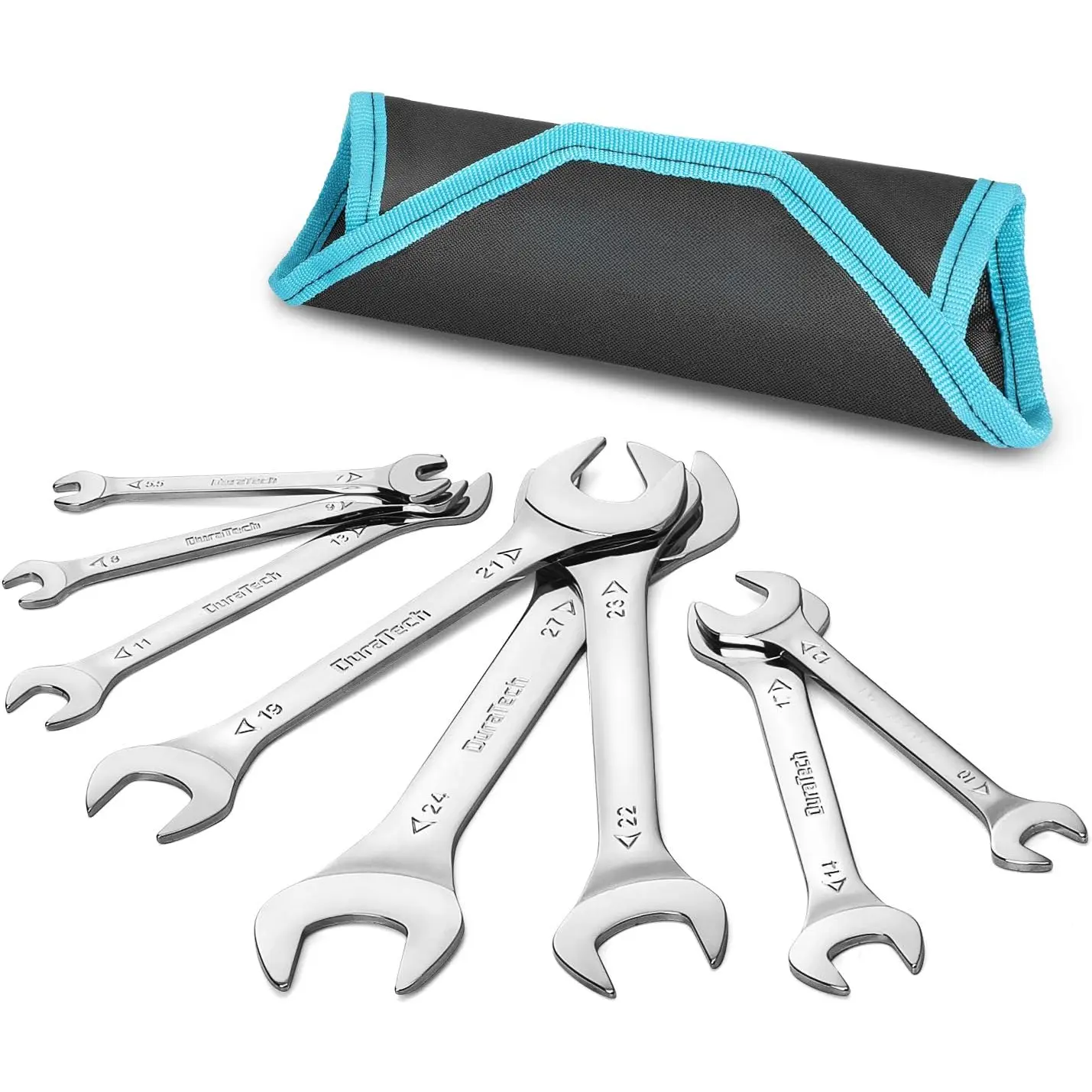 3 mm Super-Thin Metric Open End Wrench Set with Rolling Pouch, Includes 5.5x7, 8x9, 10x12, 11, 13, 14, 17, 19, 21, 22x23, 24, 27 mm Slim Spanners, 10 X 12 Mm
