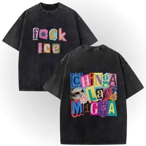 Vintage Washed Double-Sided Print Abolish ICE Short Sleeve |   100% Cotton Anti ICE Tshirts, Chinga La Migra Magazine Letters Unisex Tee # AbolishIce # IceOut # HumanRights # 100CottonTee # DoubleSidedTee # NoOneIsIllegal # TikTokMadeMeBuyIt # TikTokShop