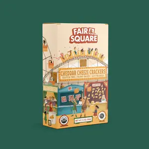 Fair & Square - Cheddar Cheeze Crackers 4oz box (Pack of 2) - Gut Friendly - Gluten Free - Vegan - Organic - Dairy Free