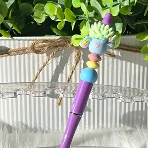 Unicorn Succulent Beaded Pen with Refill
