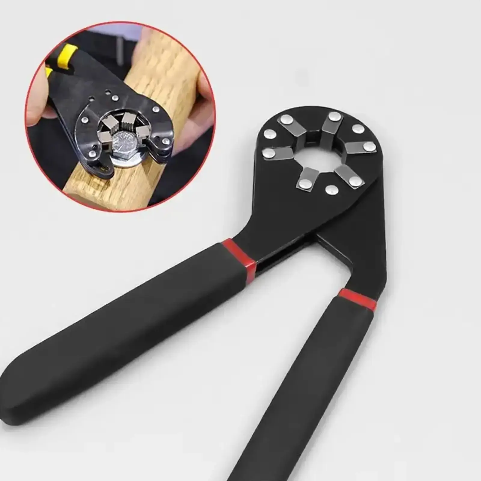 Socket Hex Wrench 14 in 1 Multifunctional Wrench with Non-Slip Handle & Adjustable Sizes for Car Motorcycle Bicycle Repair Heavy Duty Steel Tool - Bla