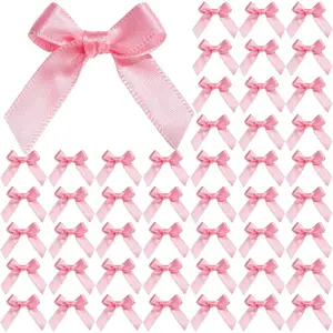 Mini  Bows - 50 count, Satin Fabric Ribbons for Crafts,  Bows for Wedding Party Favors,  Box Decorations