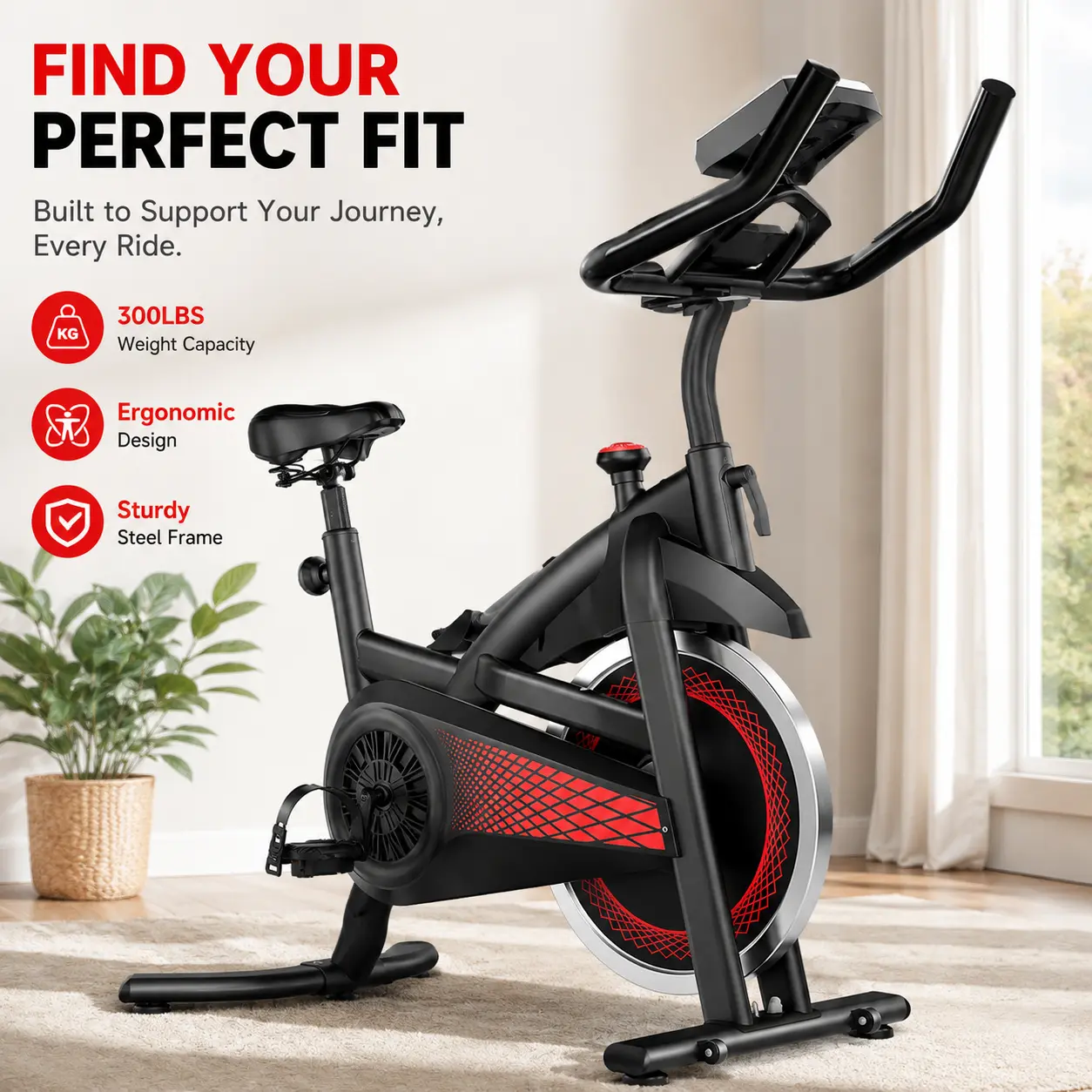 Indoor Stationary Exercise Bike with Adjustable Resistance - Home Cardio Workout Equipment for Fitness for Everyone