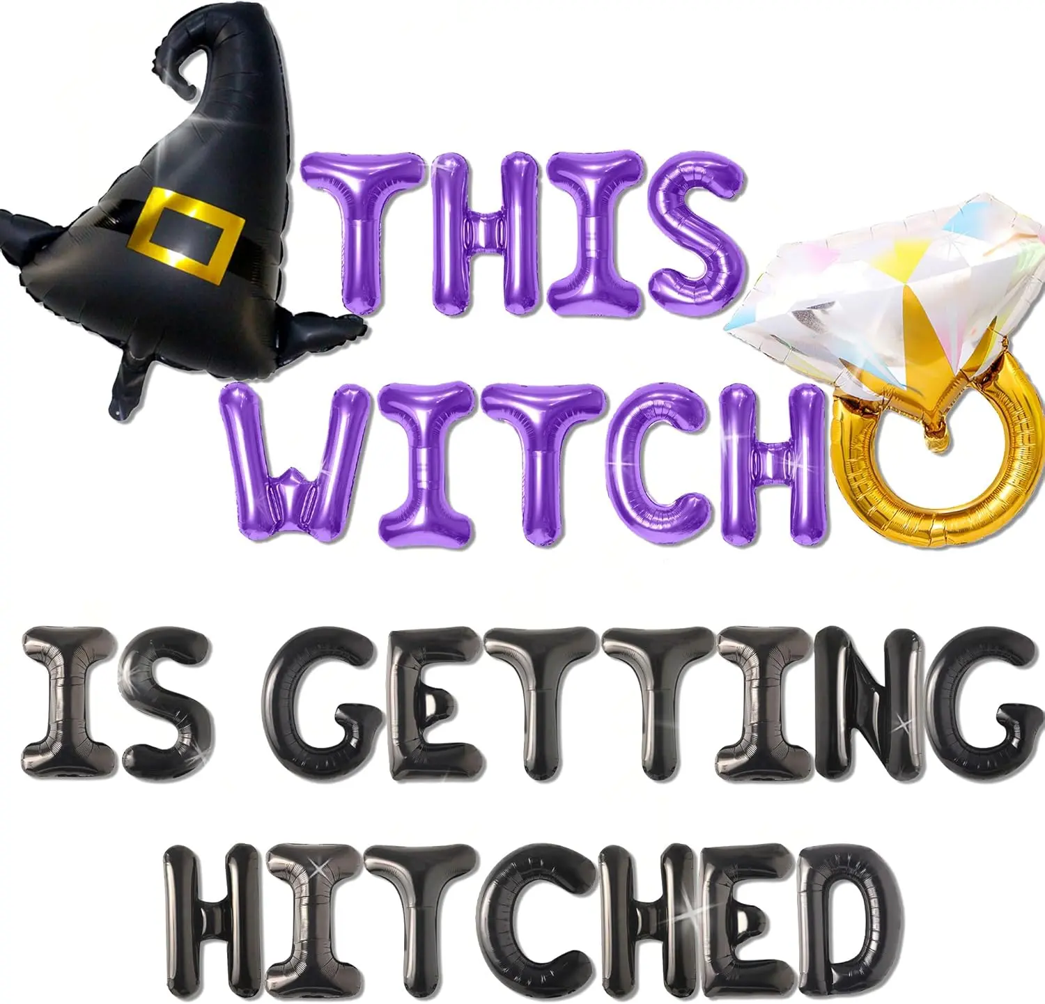 This Witch is Getting Hitched Banner Halloween Bachelorette Party Witch Bach Party Decorations Bridal Shower Party Supplies Balloon Gifts