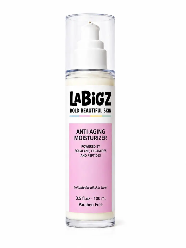 LaBigz Anti-Aging Moisturizer with Squalane, Ceramides & Peptides - Barrier Repair Face Moisturizer for All Skin Types - 3.5 fl oz (100 m