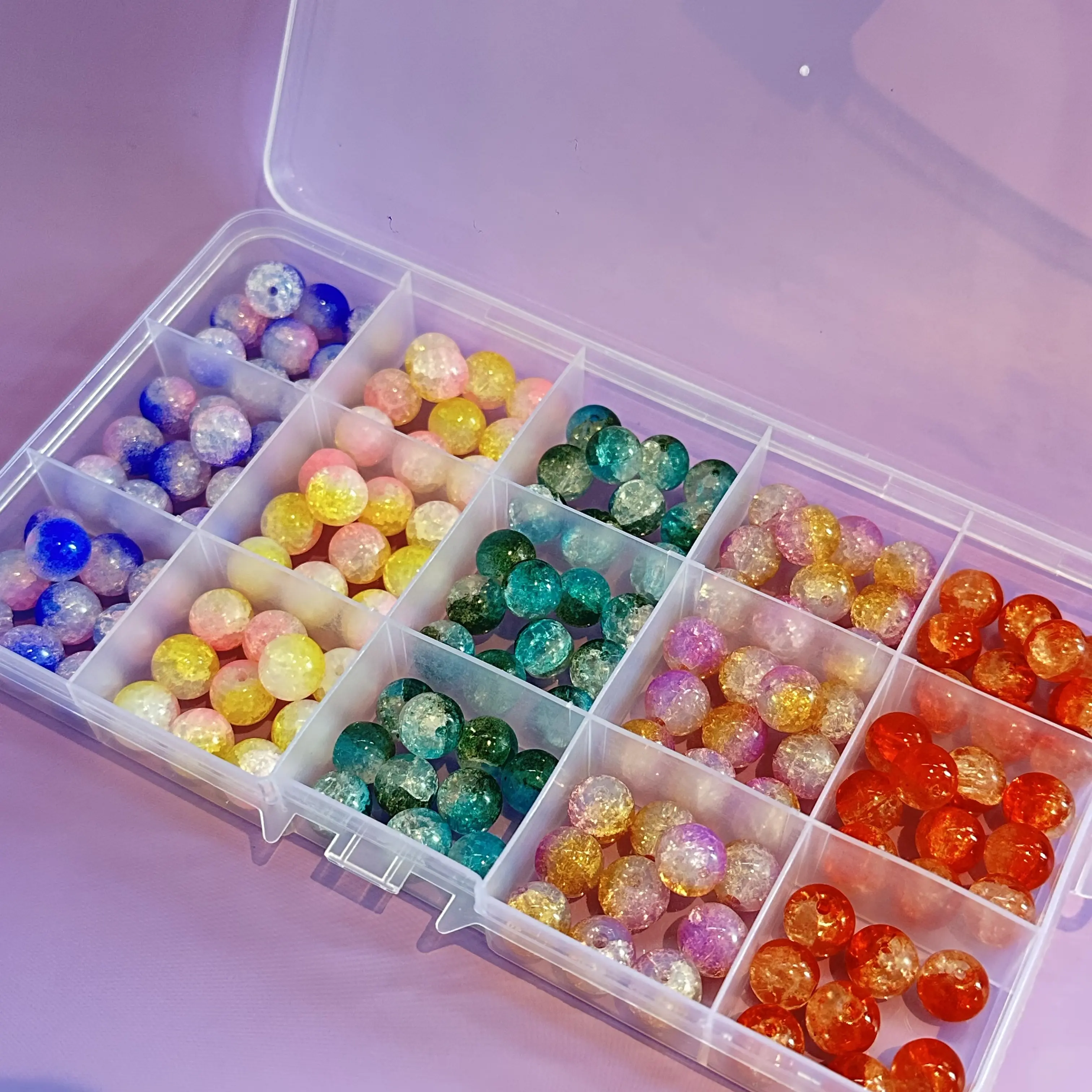 【B74】【Milky/Snowflake Glass Beads 】10mm Rainbow Mix For DIY Jewelry Making