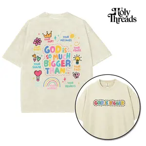 [Holy Threads] God Is Bigger Colorful Unisex Washed T-shirt Vintage Tee Jesus Shirt Jesus Tee Christian Merch Christian Apparel God Apparel christian  bible  shirt