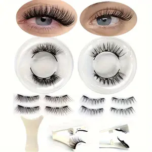 Reusable Magnetic Eyelash Kit with Applicator for Beauty- Magnetic Lashes Magnetic Eyelash Extensions for Natural Look Light Weight Cat Eyelash Fluffy Hair Soft False Eyelashes for Daily Usage Makeup Tool