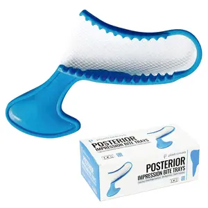 50 Posterior Blue Disposable Dental Bite Registration Trays, Impression Trays for Teeth Molds (1 Box of 50)