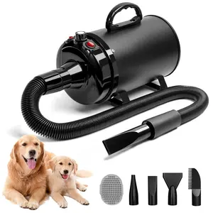 Dog Hair Dryer,5.2HP/ 3800W High Velocity Blow Dryer for Dogs Pet Grooming,Low Noise Speed Temperature Adjustable Pet Grooming Dryer with 4 Nozzles,Black