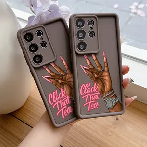 Phone case:  Fashion Creative English Clock That Tea Design Phone Case Suitable for Galaxy S26 S25 S24 S23 S22 S21 S20 FE Ultra Plus 4G 5G Shockproof Soft TPU Back Cover