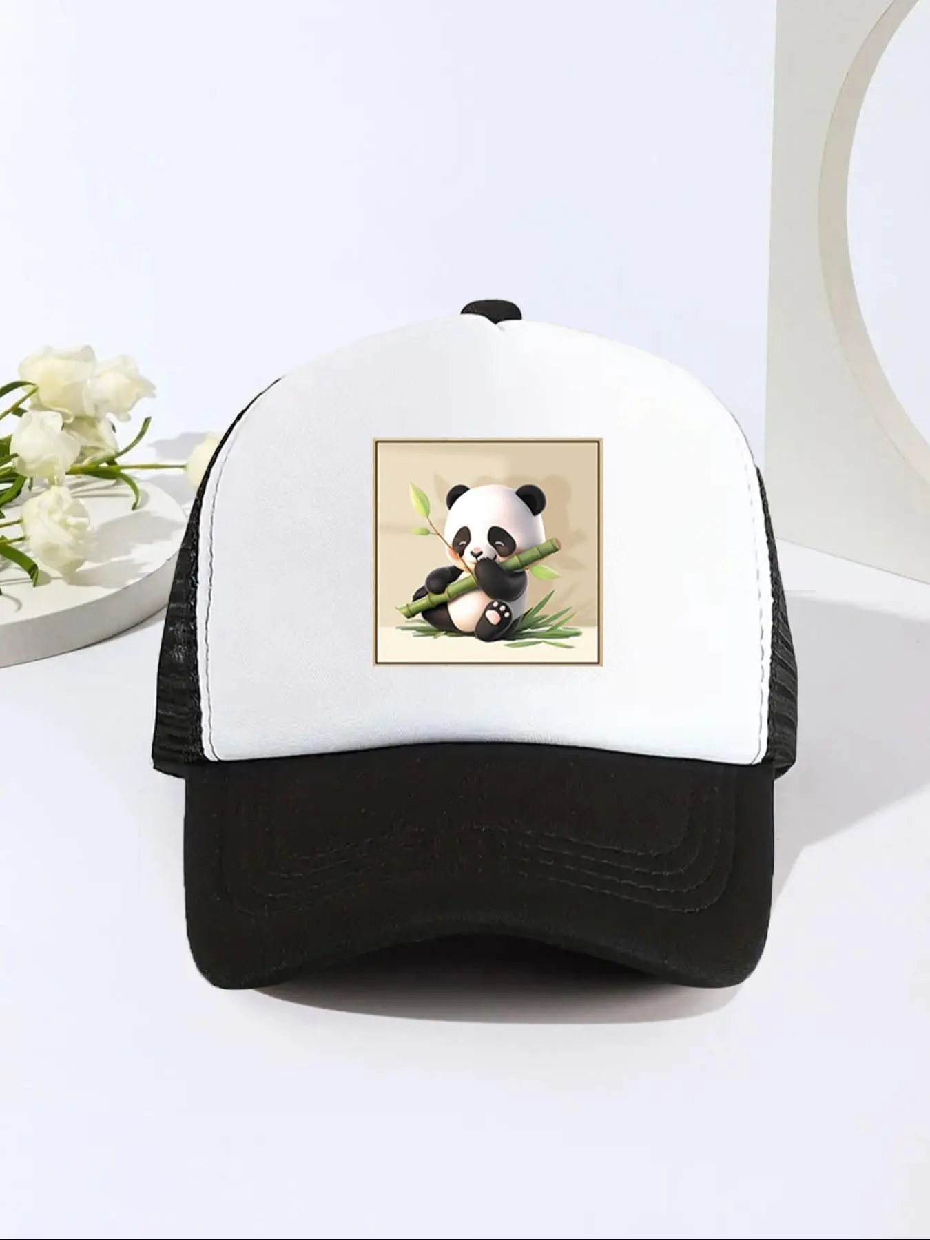 Cute Panda Design Baseball Cap, Casual Breathable Mesh Baseball Cap for Men & Women, Fashion Accessories for Daily Wear