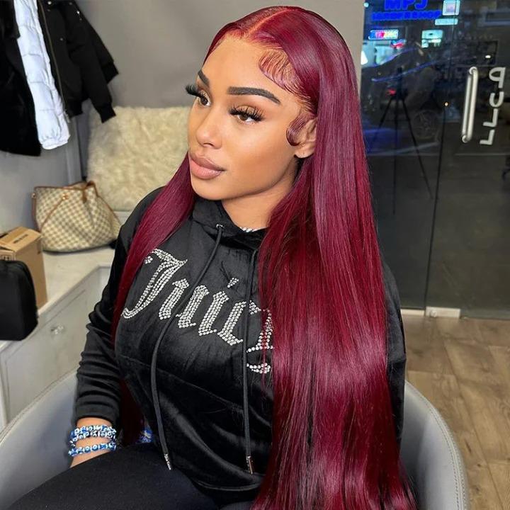 [Hot] Suntuhair 5x5 Lace Wear and Go Glueless Wigs Body Wave Human Hair Burgundy Dark Red Hair 99j Wig Lace Front Wigs 100% Human Hair Upgraded No Glue Closure Wigs Human Hair for Women 20-32 Inch
