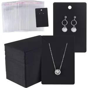 MIAHART 150 Set Earring Display Card with 150 Pcs Self-Seal Bags, Earring Holder Card for Selling DIY Ear Studs, Earrings and Jewelry Display (Black)
