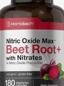 Horbäach Nitric Oxide Beet Root Capsules | 180 Count | with Nitrates and Precursor | for Men and Women | Vegetarian, Non-GMO, Gluten Free Supplement