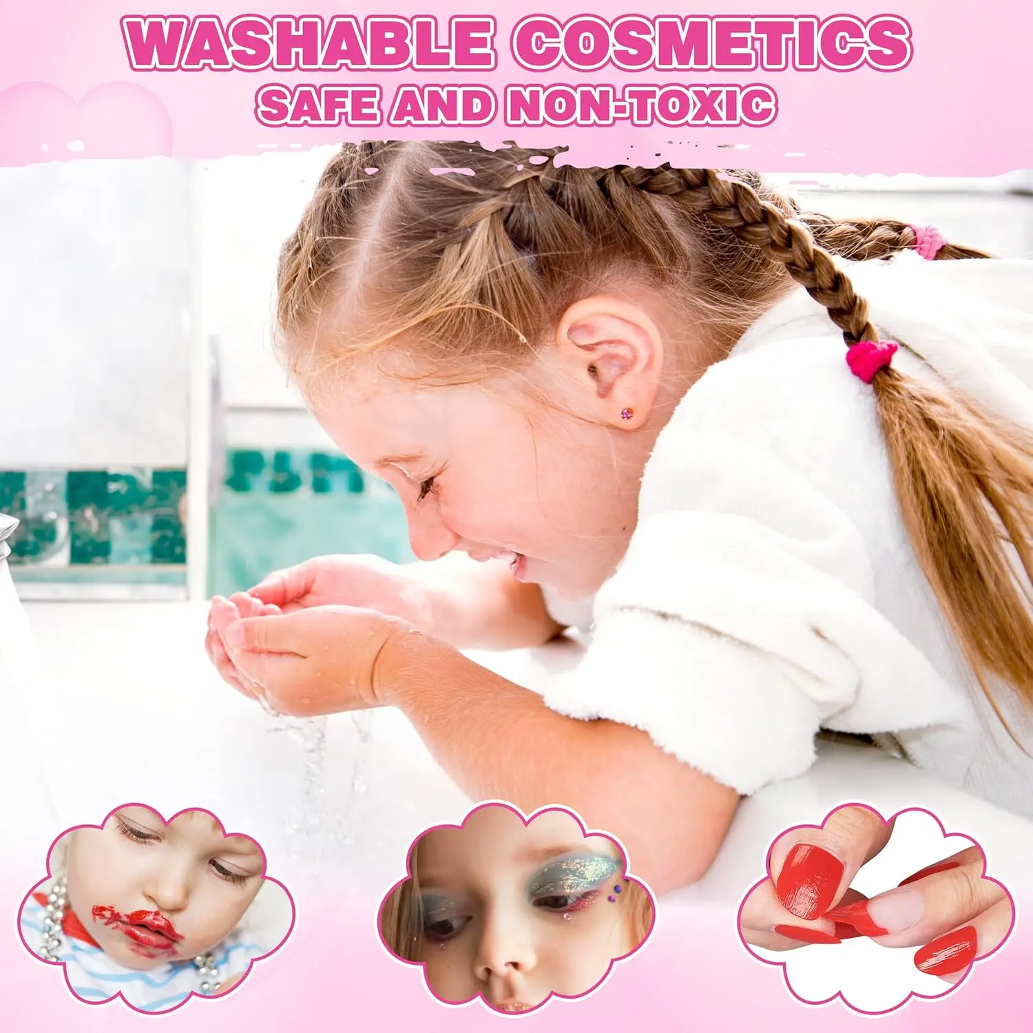 Girls' 99-Piece Compact Travel-Ready Washable Makeup Set - Safe