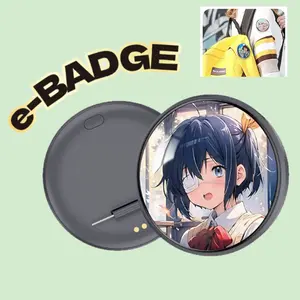 Anime Digital Smart Bluetooth Electronic Badge - Touch screen electronic ink photo frame with video playback, 7-color LED, APP control