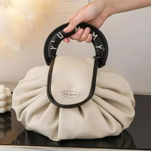 Portable Makeup Bag, 1 Count Foldable Cosmetic Storage Bag with Handle, Makeup Organizer Pouch, Versatile Storage Bag for Skincare, Lotion, Cream, Lip Balm, Eyeliners, Makeup Brushes, Handheld Cosmetic Pouch, Cosmetics Organizer