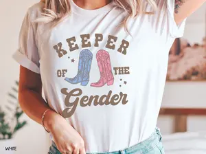 Rodeo Gender Reveal T-shirt, Western Keeper of the Gender Shirt, Tshirt for Gender Keeper Family Gift, Cowboy Cowgirl Aunt Baby Shower Tee