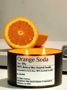 Orange Soda Candle – Sparkling Citrus & Sweet Orange Soda – 9oz Natural Soy Wax, Handcrafted with Love