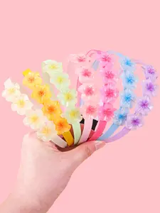 7 pieces of semi transparent egg flower headband, fresh and sweet dressing headband, suitable for spring and summer use, gatherings, parties, play, travel, daily leisure use, fashionable and versatile hair accessories