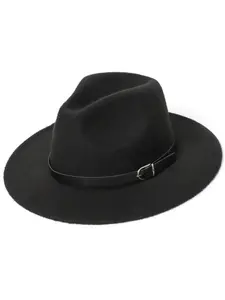 Euro-American vintage jazz hat, English-style buckle accessory top hat, men's and women's gentleman jazz flat top hat, gift for party fashion, Cowboy Style Hat