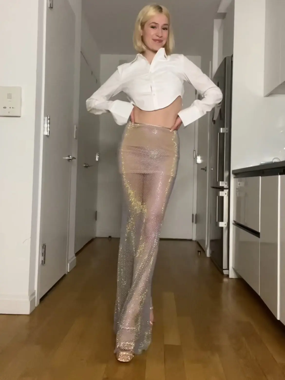 Miss Circle Mesh Rhinestone Skirt