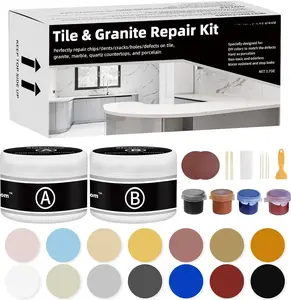 Tile and Granite/Marble Repair Kit, Porcelain Stone and Quartz Countertops Repair Kit for Chips  Cracks Holes Scratch, Fix Chipped Edges Corners, Reattaches Missing Pieces